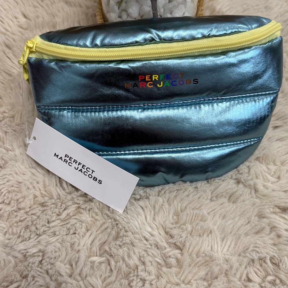 ✨Marc Jacobs Metallic Teal Cosmetic Pouch with Yellow Zipper✨ - Picture 4 of 9